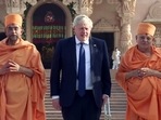 UK Prime Minister Boris Johnson visits Akshardham Temple, in Gandhinagar. (ANI Photo) UK Prime Minister Boris Johnson visits Akshardham Temple, in Gandhinagar. (ANI Photo)