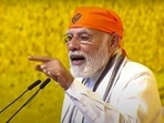 Prime Minister Narendra Modi during the 400th Parkash Purab celebrations of Guru Tegh Bahadur at Red Fort. (PTI) Prime Minister Narendra Modi during the 400th Parkash Purab celebrations of Guru Tegh Bahadur at Red Fort. (PTI)