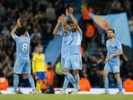 Premier League - Manchester City v Brighton &amp; Hove Albion - Etihad Stadium, Manchester, Britain - April 20, 2022 Manchester City's Riyad Mahrez applauds fans after the match