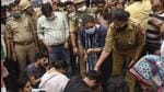 Family members of the boy staged a protest outside the Modinagar police station in Ghaziabad for two hours on Thursday. (Sakib Ali/HT photo) Family members of the boy staged a protest outside the Modinagar police station in Ghaziabad for two hours on Thursday. (Sakib Ali/HT photo)