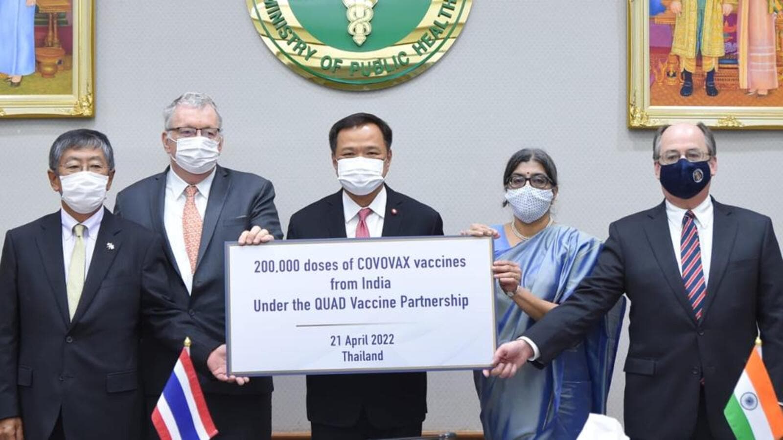 Quad partners deliver 200,000 Indiamade Covid19 vaccines to Thailand