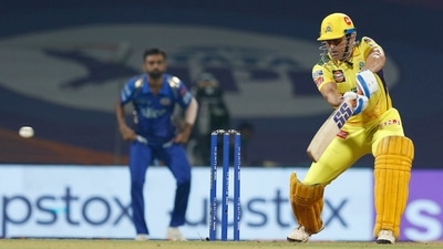 MS Dhoni of the Chennai Super Kings in action against Mumbai Indians (IPL)