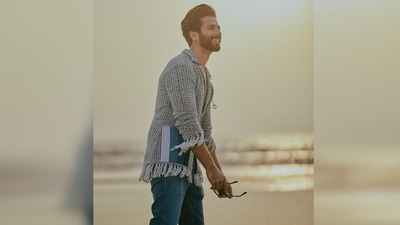 Shahid's Instagram post shows him posing with a big smile on his face at the beach during the sunset. The star posted the photos with the caption, "[sun] of a [beach]." The jacket he wore is from the shelves of a clothing label called Perlo Studios. (Instagram/@shahidkapoor)