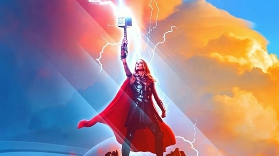 Natalie Portman as Mighty Thor in a promotional still for Thor: Love and Thunder.