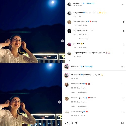 Navya Naveli Nanda edits her Instagram post.