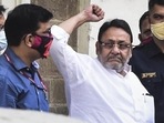 Maharashtra minister Nawab Malik is seen in this file photo soon after the arrest. (PTI) (HT_PRINT) Maharashtra minister Nawab Malik is seen in this file photo soon after the arrest. (PTI) (HT_PRINT)