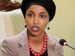 US Representative Ilhan Omar speaks to the media during her visit to Muzaffarabad, Pakistan-occupied Kashmir, Pakistan.