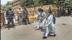 Roughly 1,500 personnel from the Delhi Police, CAPF, CRPF and RAF continue to keep guard in the area. (PTI) Roughly 1,500 personnel from the Delhi Police, CAPF, CRPF and RAF continue to keep guard in the area. (PTI)