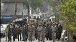 Police personnel deployed in Jahangirpuri, on Friday, April 22, 2022. (Sanjeev Verma/HT) Police personnel deployed in Jahangirpuri, on Friday, April 22, 2022. (Sanjeev Verma/HT)