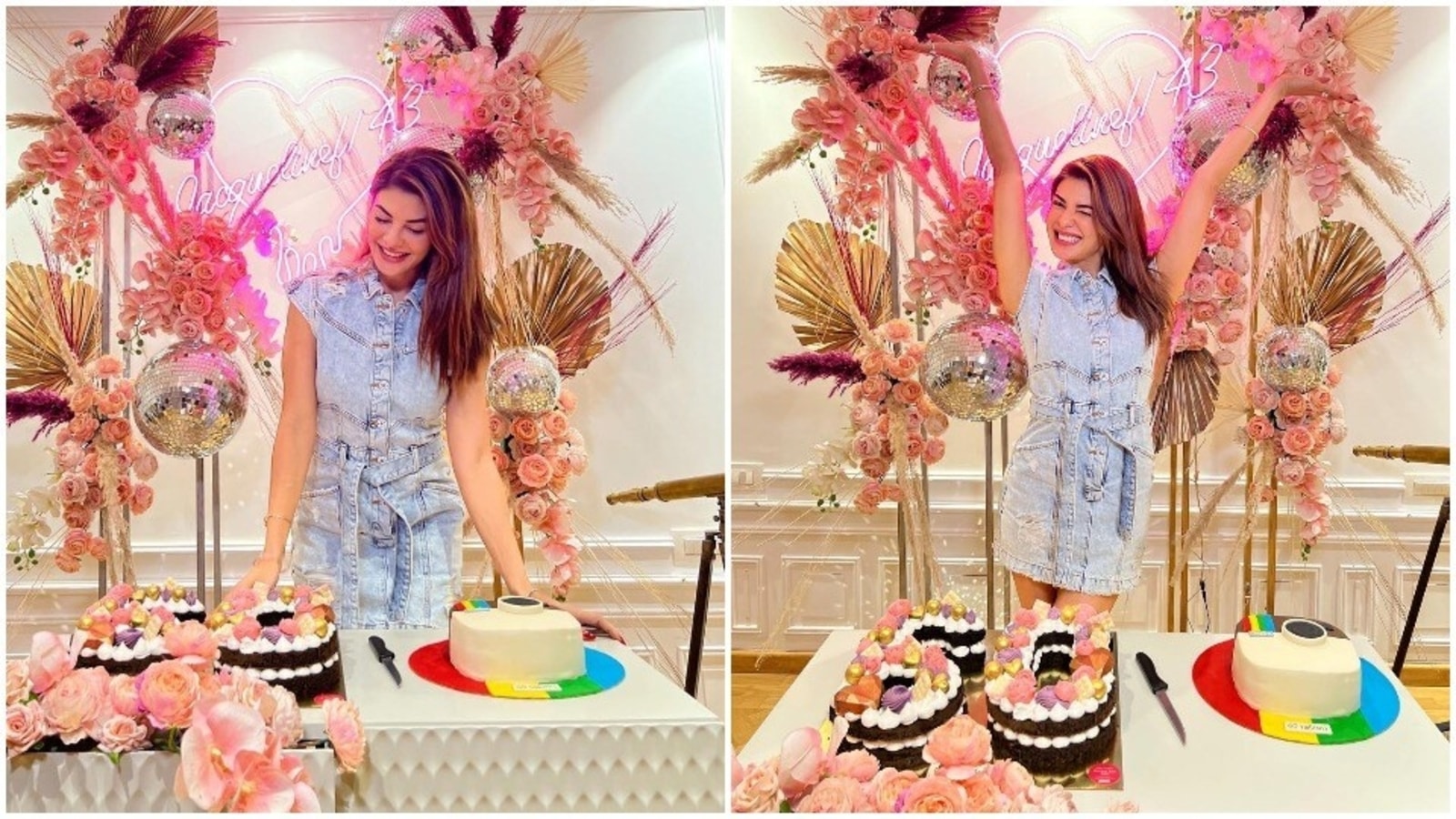 Jacqueline Fernandez in denim dress celebrates 60 million followers on Instagram