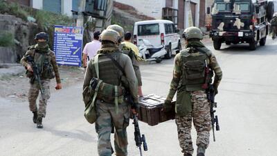 Security personnel conduct search operations after an encounter with terrorists in Jammu. (ANI Photo) Security personnel conduct search operations after an encounter with terrorists in Jammu. (ANI Photo)