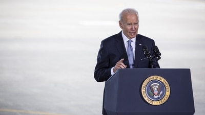 U.S. President Joe Biden speaks about the Bipartisan Infrastructure Law at the Portland Air National Guard Base in Portland, Oregon, U.S., on Thursday, April 21, 2022. Moriah Ratner/Bloomberg (Bloomberg) U.S. President Joe Biden speaks about the Bipartisan Infrastructure Law at the Portland Air National Guard Base in Portland, Oregon, U.S., on Thursday, April 21, 2022. Moriah Ratner/Bloomberg (Bloomberg)