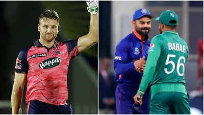 Jos Buttler (L) makes a choice between Virat Kohli and Babar Azam (PTI | AP) Jos Buttler (L) makes a choice between Virat Kohli and Babar Azam (PTI | AP)