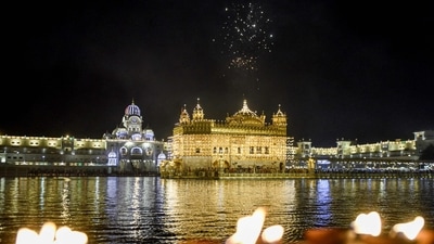 On the occasion of the 400th Parkash Purab of Sri Guru Tegh Bahadur which was marked on April 21, fireworks adorned the sky around Golden Temple in Amritsar. (AFP) On the occasion of the 400th Parkash Purab of Sri Guru Tegh Bahadur which was marked on April 21, fireworks adorned the sky around Golden Temple in Amritsar. (AFP)
