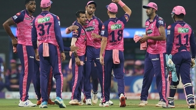 Yuzvendra Chahal of Rajasthan Royals celebrates after takes a wicket of Axar Patel of Delhi Capitals during the 34th T20 cricket match of the Indian Premier League 2022 (PTI) Yuzvendra Chahal of Rajasthan Royals celebrates after takes a wicket of Axar Patel of Delhi Capitals during the 34th T20 cricket match of the Indian Premier League 2022 (PTI)