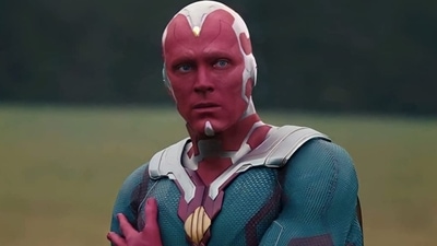 Paul Bettany plays Vision in the Marvel Cinematic Universe. Paul Bettany plays Vision in the Marvel Cinematic Universe.