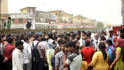 Ghaziabad, India - April 21, 2022: People protest on NH 58 road, outside Modinagar police station over the death of a child who was overrun by a bus, in Ghaziabad, India, on Thursday, April 21 2022. (Photo by Sakib Ali /Hindustan Times) Ghaziabad, India - April 21, 2022: People protest on NH 58 road, outside Modinagar police station over the death of a child who was overrun by a bus, in Ghaziabad, India, on Thursday, April 21 2022. (Photo by Sakib Ali /Hindustan Times)