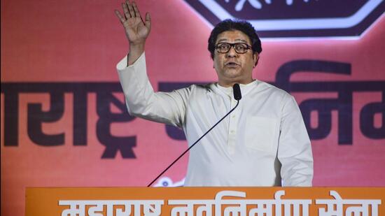 Maharashtra Navnirman Sena chief Raj Thackeray addressing a party meeting in Thane. PTI File Photo