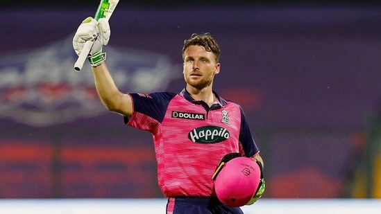 Rajasthan Royals Jos Buttler celebrates his century during Indian Premier League 2022 game (ANI)