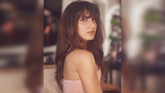 Fatima Sana Shaikh earlier donned a nude pink co-ord set that comprises a bandeau top and trousers.(Isntagram/@fatimasanashaikh)