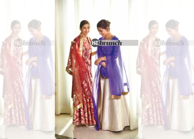 For a contemporary touch, add a slick belt to the look; On Pragati: Sharara by Raw Mango; Jewellery by Shri Paramani Jewels; On Swapnil: Lehenga by Payal Khandwala; Jewellery by Ambrus Fine Jewels (Hari Nair) For a contemporary touch, add a slick belt to the look; On Pragati: Sharara by Raw Mango; Jewellery by Shri Paramani Jewels; On Swapnil: Lehenga by Payal Khandwala; Jewellery by Ambrus Fine Jewels (Hari Nair)