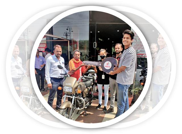 Durga Meena after buying his new bike Durga Meena after buying his new bike