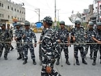 Paramilitary personnel keeping vigil in Jahangirpuri area of Delhi.&nbsp;