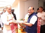 Defense minister Rajnath Singh and Assam chief minister Himanta Biswa Sarma. (Twitter/ Himanta Biswa Sarma) Defense minister Rajnath Singh and Assam chief minister Himanta Biswa Sarma. (Twitter/ Himanta Biswa Sarma)