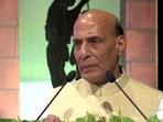 Defence minister Rajnath Singh addressing the felicitation ceremony of 1971 War Veterans in Guwahati, Assam.