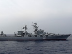Russia said on Friday, April 22, 2022 that one crew member died and 27 went missing after the Moskva missile cruiser sank last week. (Photo by Max DELANY/AFP) Russia said on Friday, April 22, 2022 that one crew member died and 27 went missing after the Moskva missile cruiser sank last week. (Photo by Max DELANY/AFP)