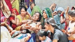 Relatives of the deceased mourn, at Khevrajpur village, near Prayagraj on Saturday. (ANI) Relatives of the deceased mourn, at Khevrajpur village, near Prayagraj on Saturday. (ANI)