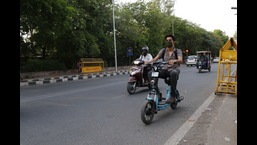 E-bikes are popular rides when heading to college and even for after class fun. (Photo: Dhruv Sethi/HT)