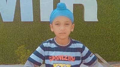 Tarunpreet Singh, a Class 2 student at a private school in Bhawra village in Ferozepur who died after his school van overturned. (HT Photo)