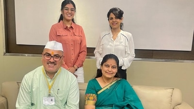 Shark Tank India's Namita Thapar with farmer Pandurang Taware. Shark Tank India's Namita Thapar with farmer Pandurang Taware.