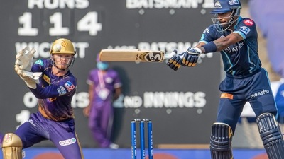 Hardik Pandya of Gujarat Titans plays a shot during T20 cricket match 35 of the Indian Premier League 2022 (PTI) Hardik Pandya of Gujarat Titans plays a shot during T20 cricket match 35 of the Indian Premier League 2022 (PTI)