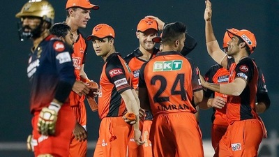 The revolving door of batters continued for RCB with even Dinesh Karthik being rendered ineffective. (PTI) The revolving door of batters continued for RCB with even Dinesh Karthik being rendered ineffective. (PTI)