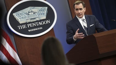 ARLINGTON, VIRGINIA - APRIL 19: Pentagon Press Secretary John Kirby holds a news briefing at the Pentagon in Arlington, Virginia. (AFP) ARLINGTON, VIRGINIA - APRIL 19: Pentagon Press Secretary John Kirby holds a news briefing at the Pentagon in Arlington, Virginia. (AFP)