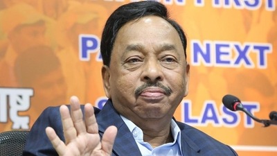 Over the Hanuman Chalisa row, Union minister Narayan Rane took a dig at the Shiv Sena.&nbsp; (HT_PRINT)
