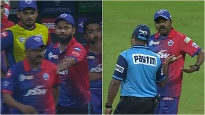 Stills from the controversial final over in the game between RR and DC. (IPL) Stills from the controversial final over in the game between RR and DC. (IPL)