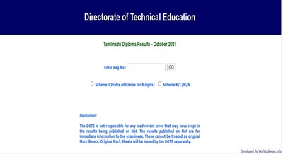 TNDTE Diploma October Results 2021 declared, here’s direct link to check