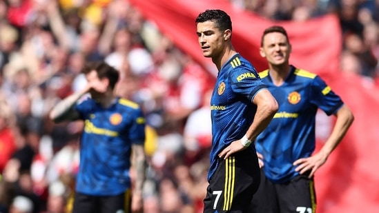 Cristiano Ronaldo reacts after Arsenal's Granit Xhaka scores their third goal(REUTERS)