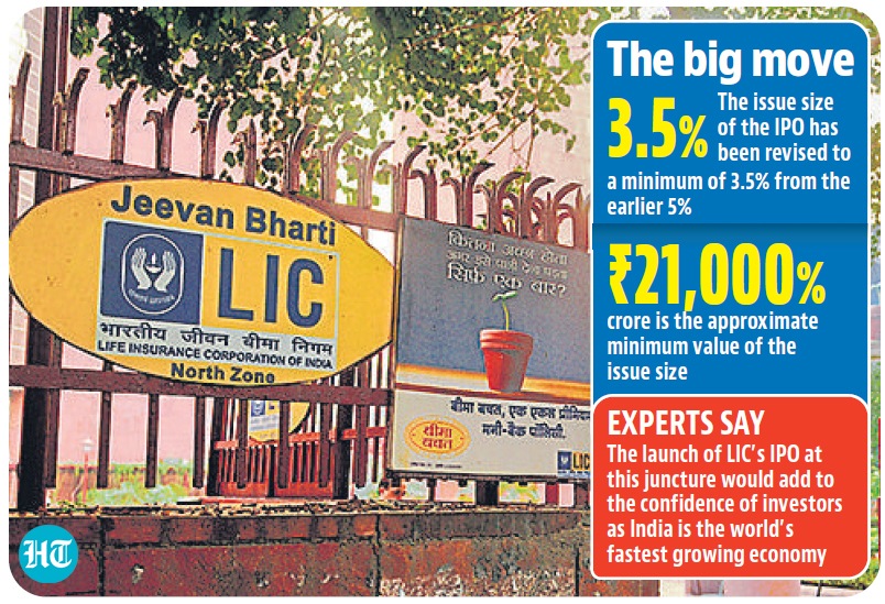 The government wanted to launch the IPO in 2021-22 financial year that ended in March to meet its ambitious disinvestment target. The launch was postponed because market conditions at that time were are not conducive for a mega IPO. (HT Illustration) The government wanted to launch the IPO in 2021-22 financial year that ended in March to meet its ambitious disinvestment target. The launch was postponed because market conditions at that time were are not conducive for a mega IPO. (HT Illustration)