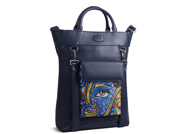 The eye-catching Ellison backpack by PAUL ADAM has an art nouveau style with a painting of the Egyptian Sun God, Ra by artist Swapnil Jagtap and doubles as either a handheld or shoulder bag The eye-catching Ellison backpack by PAUL ADAM has an art nouveau style with a painting of the Egyptian Sun God, Ra by artist Swapnil Jagtap and doubles as either a handheld or shoulder bag