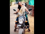 The woman and the street dog on her two-wheeler in Goa, as seen on this Instagram video. The woman and the street dog on her two-wheeler in Goa, as seen on this Instagram video. 