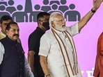 Prime Minister Narendra Modi was in Palli village in Samba district on Sunday for Panchayati Raj Day celebrations. Lt Governor of J&K Manoj Sinha is also seen in the picture. (PTI) Prime Minister Narendra Modi was in Palli village in Samba district on Sunday for Panchayati Raj Day celebrations. Lt Governor of J&K Manoj Sinha is also seen in the picture. (PTI)