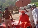 Bajrang Muni Das, a seer from Uttar Pradesh who allegedly threatened Muslim women with rape in Sitapur, was arrested on April 13.(Twitter) Bajrang Muni Das, a seer from Uttar Pradesh who allegedly threatened Muslim women with rape in Sitapur, was arrested on April 13.(Twitter)