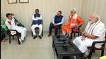 **EDS: HANDOUT PHOTO MADE AVAILABLE FROM PIB ON SUNDAY, APRIL 24, 2022.** Samba: Prime Minister Narendra Modi interacts with the Panchayat members of Samba district, Sunday, April 24, 2022. Union Minister Jitendra Singh and J&K Lt. Governor Manoj Sinha are also seen. (PTI Photo)(PTI04_24_2022_000214B) (PTI) **EDS: HANDOUT PHOTO MADE AVAILABLE FROM PIB ON SUNDAY, APRIL 24, 2022.** Samba: Prime Minister Narendra Modi interacts with the Panchayat members of Samba district, Sunday, April 24, 2022. Union Minister Jitendra Singh and J&K Lt. Governor Manoj Sinha are also seen. (PTI Photo)(PTI04_24_2022_000214B) (PTI)