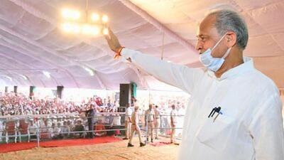 Rajasthan chief minister Ashok Gehlot also attended the Kissan and Patidar convention in Sagwara area of Dungarpur district on Sunday, his third visit to the Udaipur division this month. Rajasthan chief minister Ashok Gehlot also attended the Kissan and Patidar convention in Sagwara area of Dungarpur district on Sunday, his third visit to the Udaipur division this month.