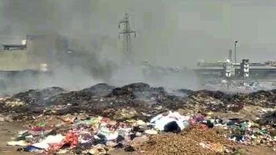 Four days after seven members of a family living near the Tajpur Road dump died after their shanty caught fire, another fire broke out at the garbage dump on Sunday. (Harvinder Singh/HT)