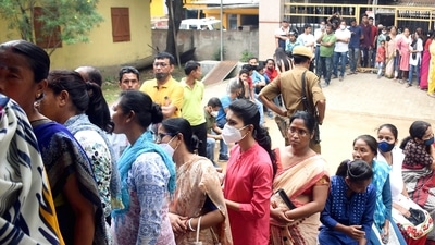 Voters wait in queues to cast their votes for the Guwahati Municipal Corporation (GMC) elections, at a polling station, in Guwahati on Friday. (ANI Photo) Voters wait in queues to cast their votes for the Guwahati Municipal Corporation (GMC) elections, at a polling station, in Guwahati on Friday. (ANI Photo)